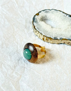 Кольцо Nature Bijoux, Aventurine, разъемное, с авантюрином и деревом роблес, NB25.1-19-25752 (зелены