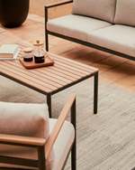 Aiguafreda Набор из 2-местного дивана, 2 кресел и журнального столика из серого алюминия и акации