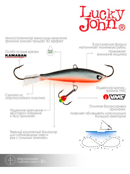 Балансир Lucky John NORDIC 4 с тр. 40мм/58 блистер