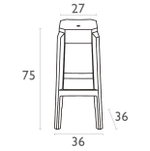 Табурет прозрачный барный Siesta Contract Fox 75, янтарный