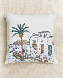 ZARA HOME НАВОЛОЧКА ДЛЯ ДЕКОРАТИВНОЙ ПОДУШКИ С ВЫШИВКОЙ, СВЕТЛО-БЕЖЕВЫЙ