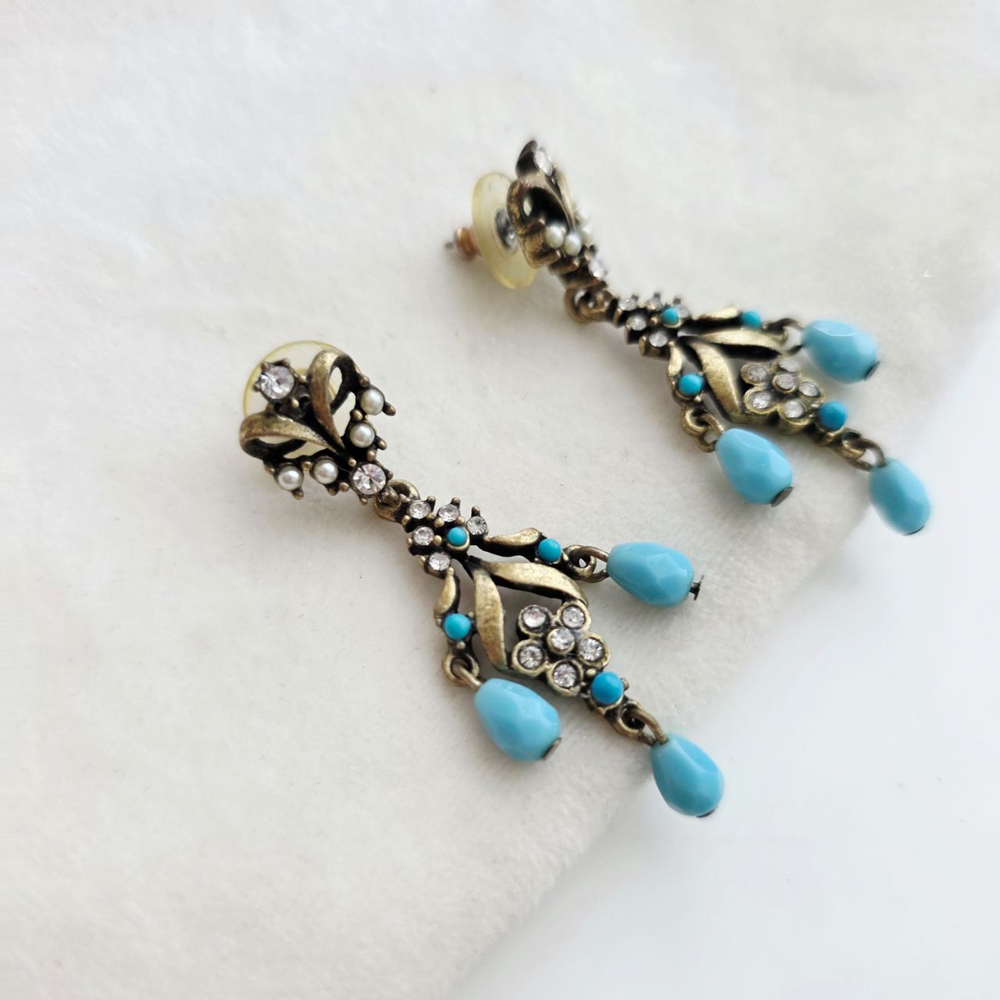 Серьги Hobe с бирюзовыми каплями