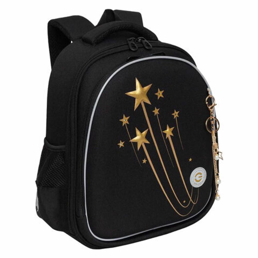 Ранец GRIZZLY анатомическая спинка, c брелоком, для девочек, STAR COMET, 36х28х20 см, RAz-486-5/1
