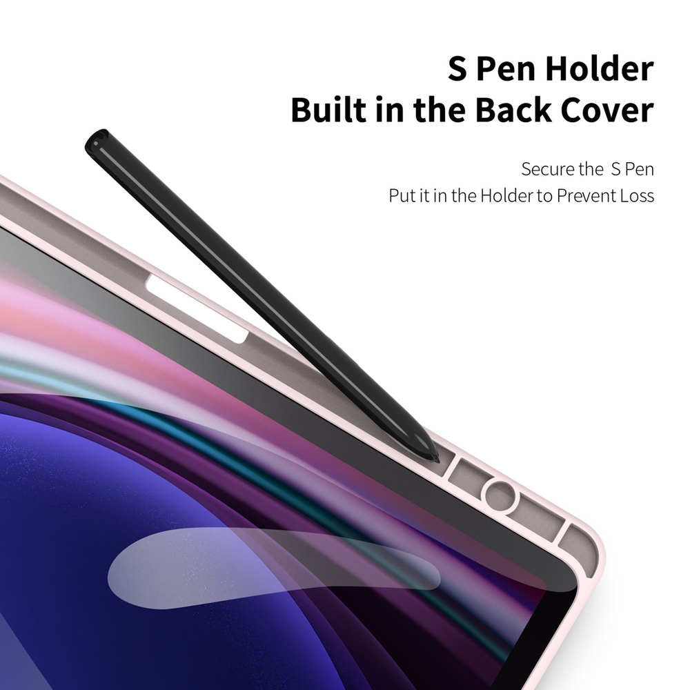 Чехол книжка розового цвета для планшета Samsung Tab S10 Lite, Tab S10 FE, Tab S9, Tab S9 FE, серия Toby Series Case от Dux Ducis