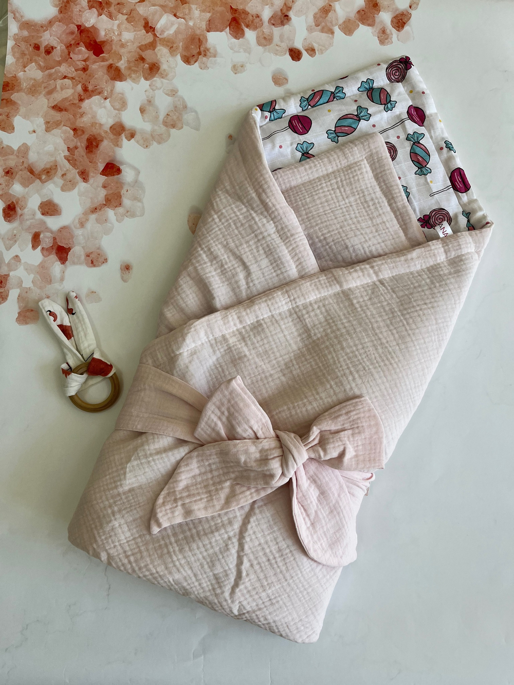 Одеяло-конверт для новорожденного "Jana-бант" (Одеяло-конверт, поясок) (Цвет: Розовый)