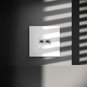 Розетка компьютерная встраиваемая VOLTUM S70 двойная RJ45+RJ45 кат.6, (белый матовый)