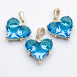 Подвеска сердце, цвет золото+ультрамарин, размер 14*14 мм, цена за 1 шт