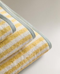 Zara Home - Двухстороннее полосатое банное полотенце, желтый, 90х150 см