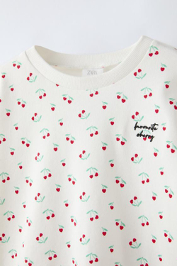 ZARA ПИЖАМА С ПРИНТОМ «ВИШНЯ», ЭКРЮ