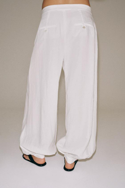 ZARA БРЮКИ-БАЛЛОНЫ — ZW COLLECTION, БЕЛЫЙ