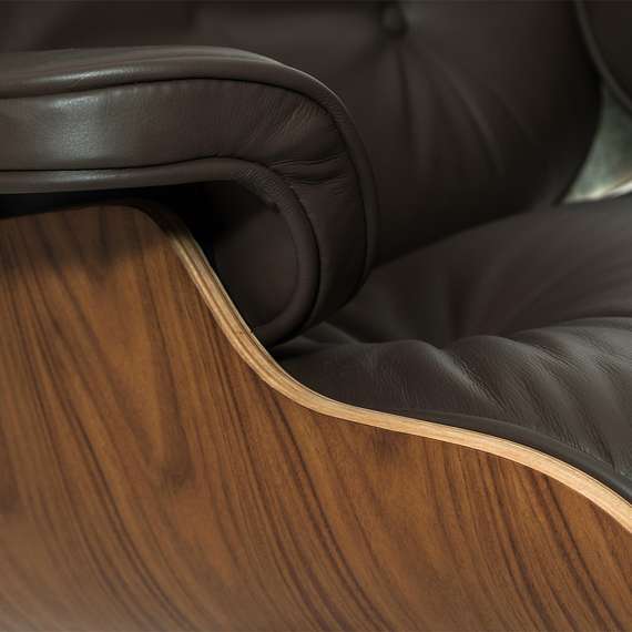 Кресло с оттоманкой Eames Lounge Premium, коричневая кожа