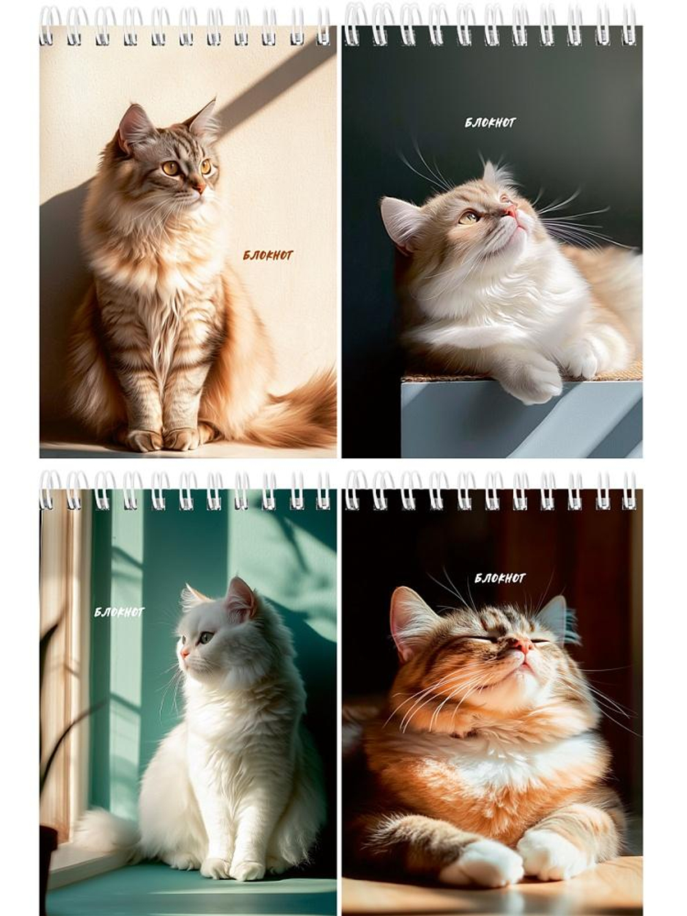 Блокнот А6 40 листов, клетка "Солнечные котики" на гребне, ассорти (Проф-Пресс)