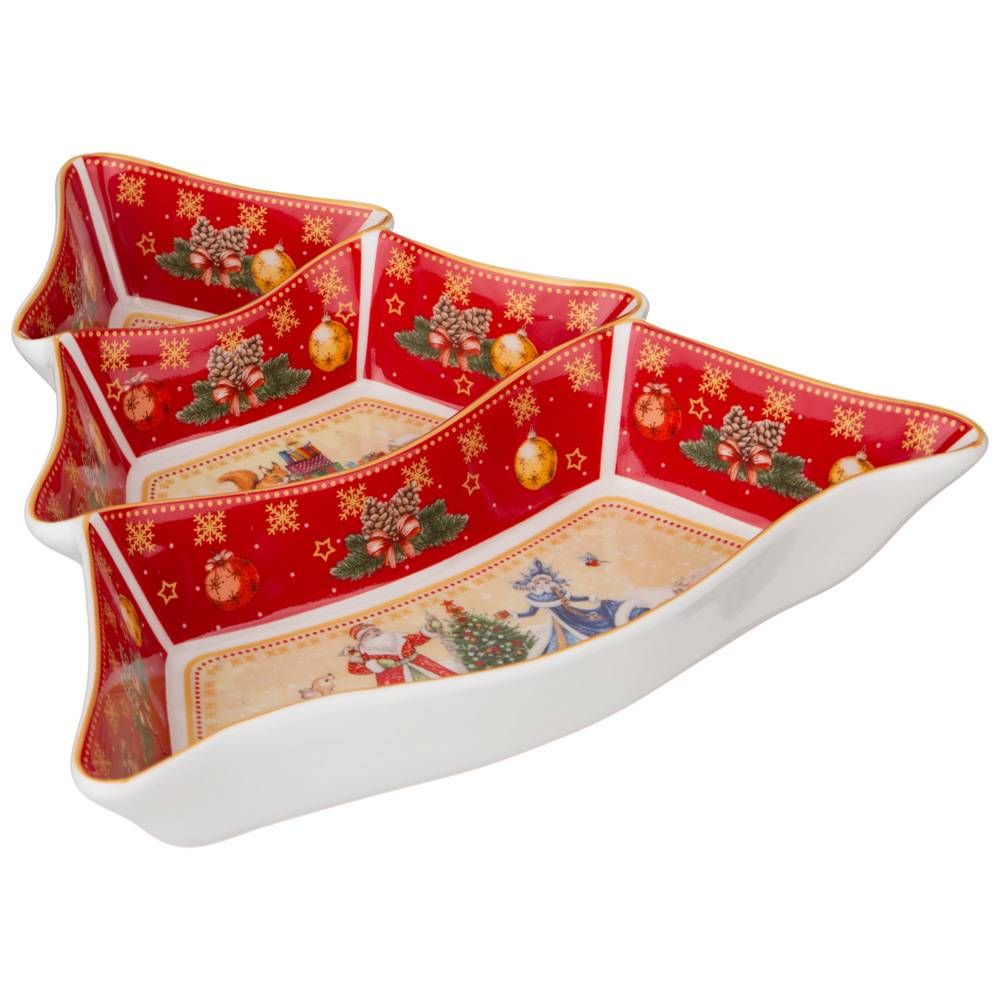 МЕНАЖНИЦА-ЕЛКА LEFARD "ДЕД МОРОЗ И СНЕГУРОЧКА" 24*24*3 СМ КРАСНАЯ (КОР=12ШТ.)