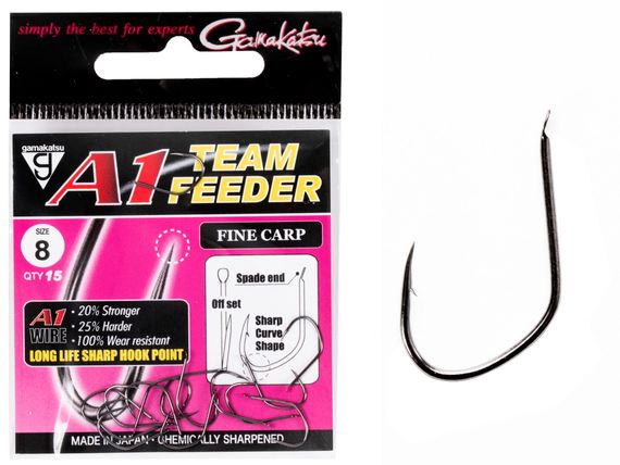 Крючки Gamakatsu A1 TEAM FEEDER HOOKS FINE CARP разм. 08 15шт.