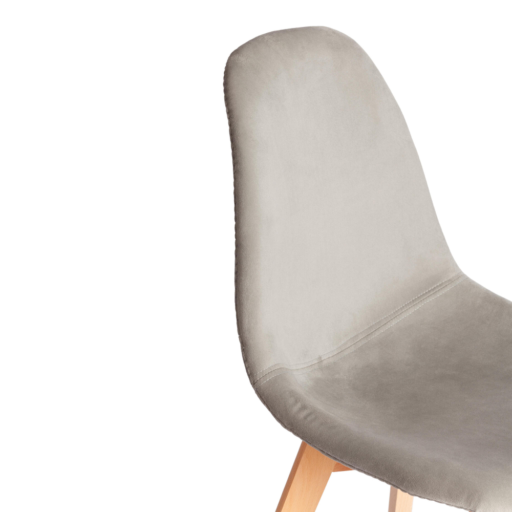 Стул CINDY SOFT (mod. C1021F1-1) велюр/дерево бук, 55 х 48 х 83 см, Светло-серый HLR39 / натуральный (Комплект из 4 шт.)