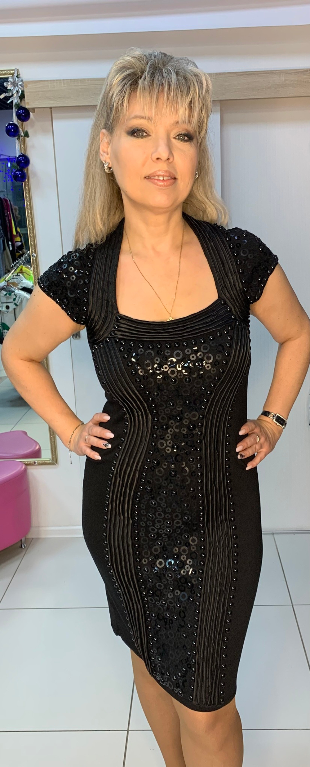 Французский черный сарафан-платье приталенного кроя