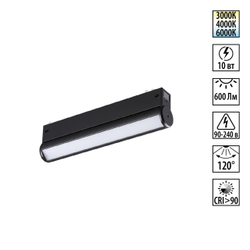 359950 PORT NT25 214 черный Трековый светильник с переключ. цв. темпер. IP20 LED 3000К\4000К\6000К 10W 90-240V VECTOR