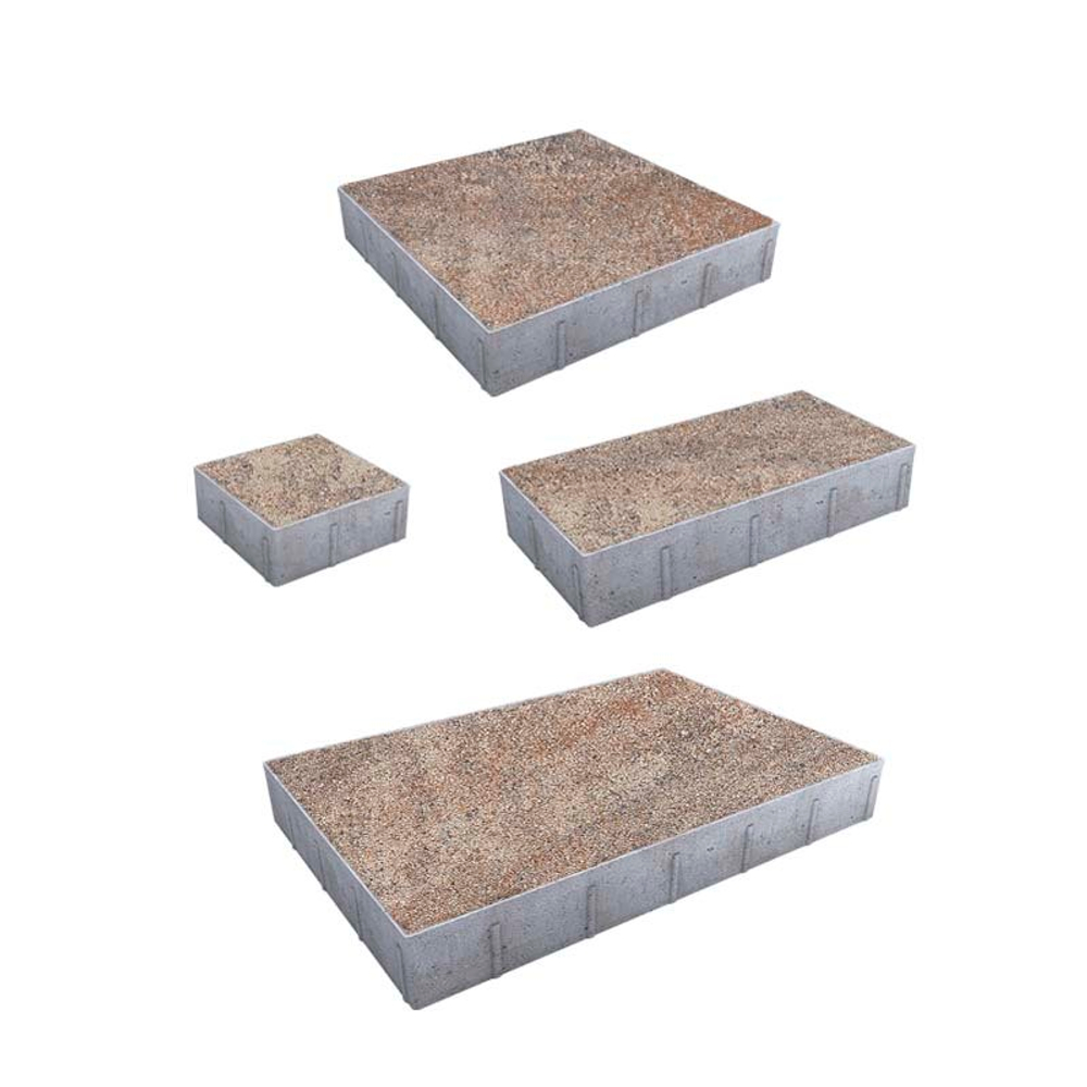 Тротуарная плитка ГРАНДО - Листопад гладкий Песчаник, комплект из 4 видов плит