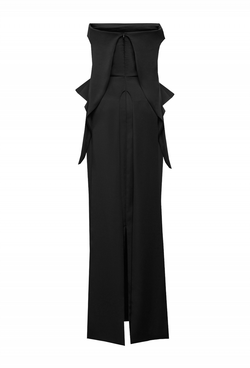 Вечернее платье чёрное декольте с корсетом 35 -19FW