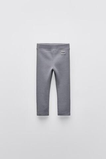 ZARA ЛЕГИНСЫ В РУБЧИК С НАШИВКОЙ, СТАЛЬНОЙ