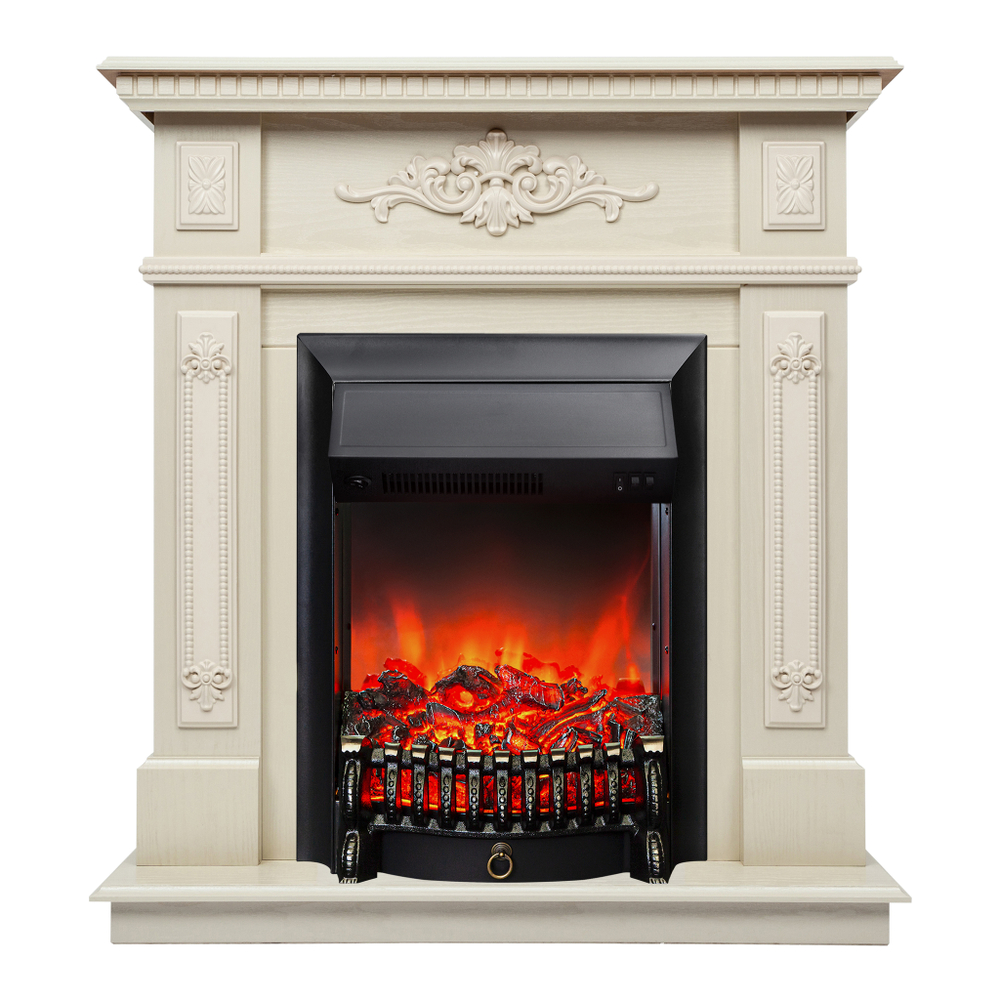 Каминокомплект Real Flame Lilian WT с очагом Fobos Lux Black (без пульта)