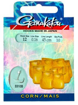 Крючки с поводком Gamakatsu BOOKLET CORN 3310B разм. 12-0.16мм 45см 10шт.