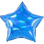 Шар (18"/46 см) Звезда, Перламутровый блеск, Синий, Голография