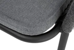 "Лион" стул плетеный из роупа, каркас алюминий серый (RAL7022) муар, роуп серый круглый, ткань серая 017