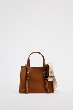 ZARA МИНИ СУМКА-ТОУТ, РЫЖЕВАТО-КОРИЧНЕВЫЙ