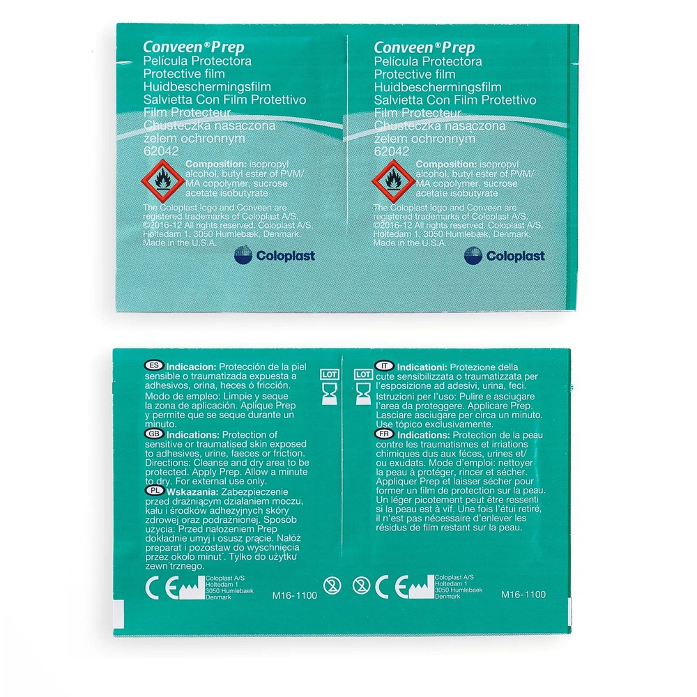 Защитная пленка в салфетках Coloplast Conveen Prep 54шт., для ухода за кожей вокруг стомы