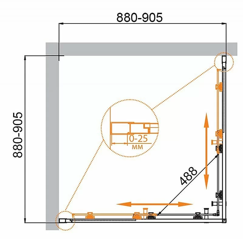 Душевой уголок Cezares Molveno 90x90 Molveno-A-2-90-P-BORO стекло матовое рифленое/профиль матовое брашированное золото