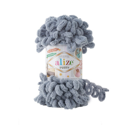 Пряжа Alize (Ализе) Puffy / уп.5 мот. по 100 г, 9м, 428 средне-серый A