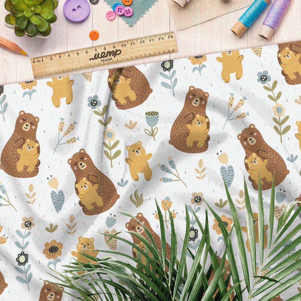 Ткань оксфорд 210 медведи и медвежата
