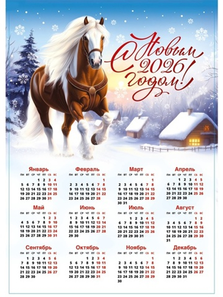 Календарь настенный 2026 «С новым годом!», А3