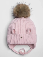 Шапка зимняя с помпоном и ушками для девочки