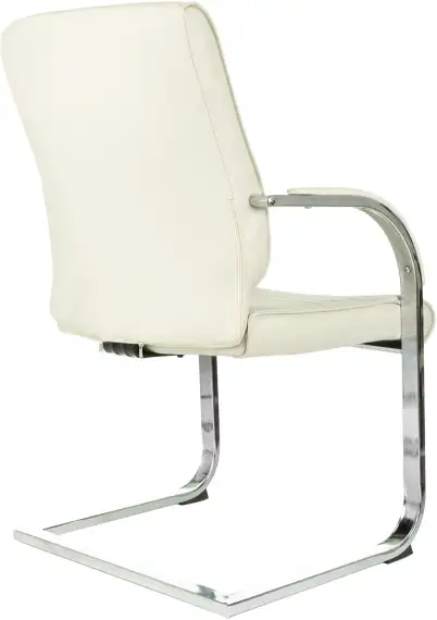 Кресло Бюрократ T-8010-LOW-V слоновая кость эко.кожа низк.спин. полозья металл хром