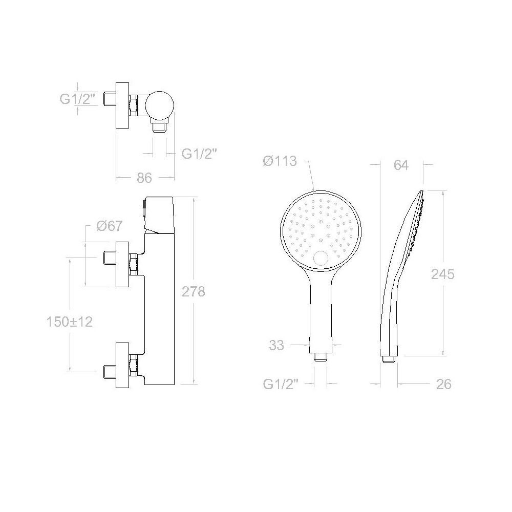Смеситель для душа с душевым комплектом TZAR 340801DNC никель