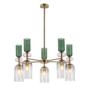 Люстра подвесная на штанге 5*E14 CL244151 прозрачный / розовый / дымчатый / зеленый TENDY Citilux