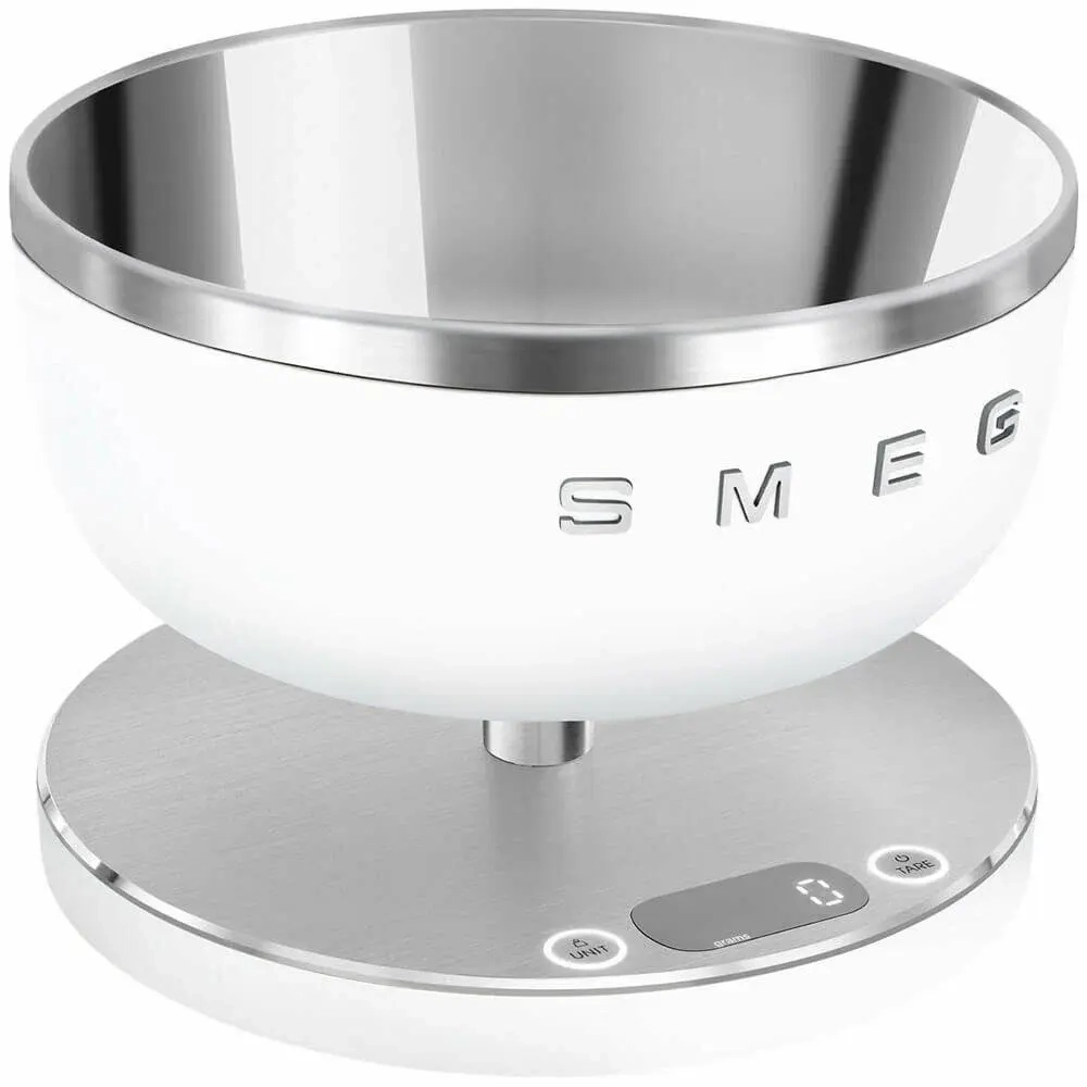 Кухонные весы SMEG, цифровые, максимальный вес 5 кг, шаг 1 г, цвет белый (KSC01WHMWW)