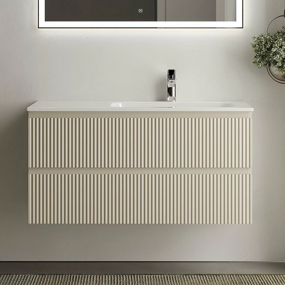 Тумба с раковиной Sancos SNOB R SNR100RCE Beige Soft правая/бежевая матовая
