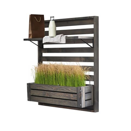 Полка Флоутард массив сосны, металл цвет графит