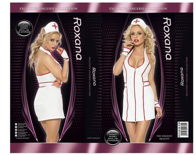 Костюм строгой медсестры из 4 предметов (Размер: L-XL) (Цвет: белый)