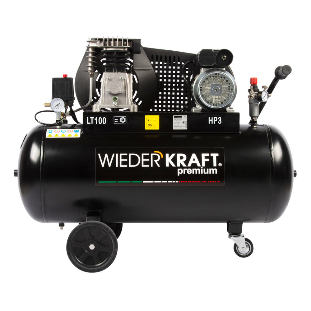 WDK-91040 Компрессор поршневой с ременным приводом 400 л/мин, 2.2 КВт, 220 В, ресивер 100 л