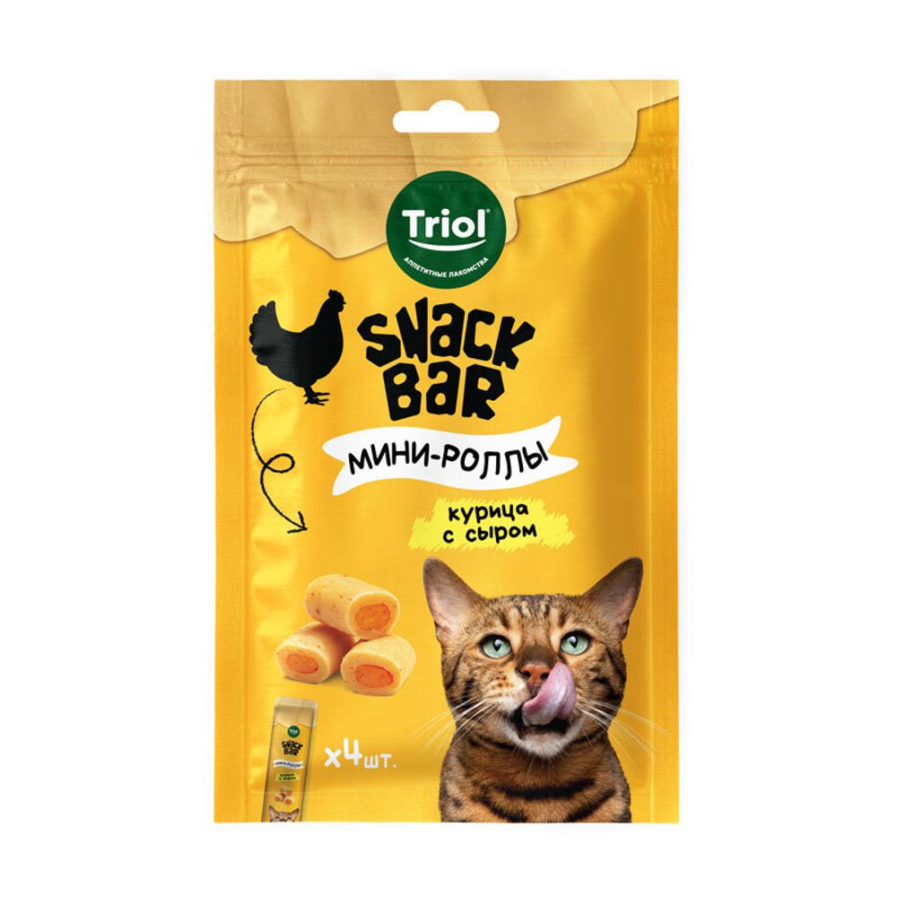 Лакомство Triol SNACK BAR для кошек "Мини-роллы с начинкой из курицы с сыром", 40г Лакомство Triol SNACK BAR для кошек "Мини-роллы с начинкой из курицы с сыром", 40г