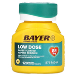 Bayer, Схема приема аспирина с безопасным покрытием, низкая доза, 81 мг, 120 таблеток, покрытых кишечнорастворимой оболочкой