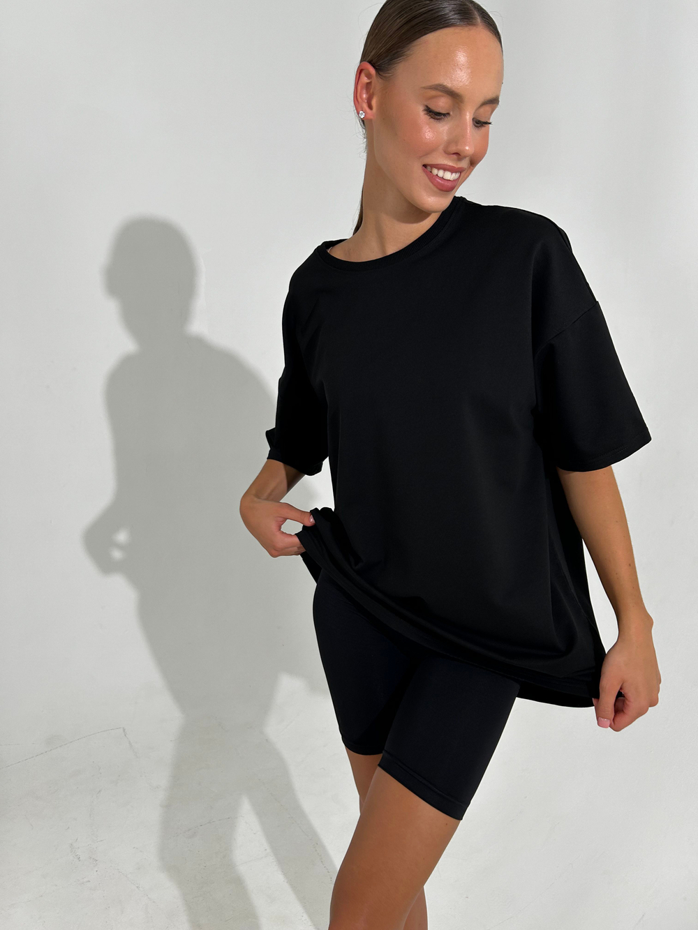 Футболка женская молочная оверсайз хлопок