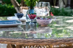 "Эспрессо" плетеный круглый стол, диаметр 150 см, цвет соломенный