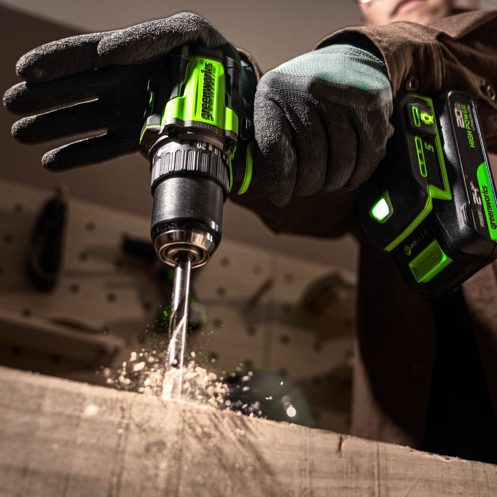 Дрель-шуруповерт акк. Greenworks DD560, 24V, б/щет, 30/60 Нм,13мм, Anti-kickback,1х4Ач,ЗУ,кор (3708407CUB)