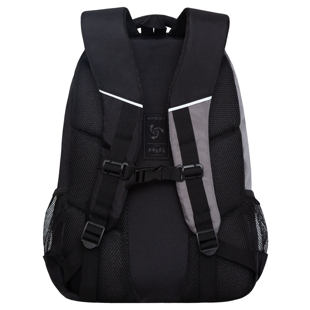 Рюкзак Grizzly, 32*45*23см, 2 отделения, 4 кармана, анатомическая спинка, черный-серый