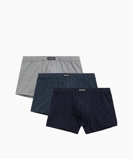Трусы мужские боксеры (3шт), Atlantic 3MH-199, темно-синий + серый меланж + голубой